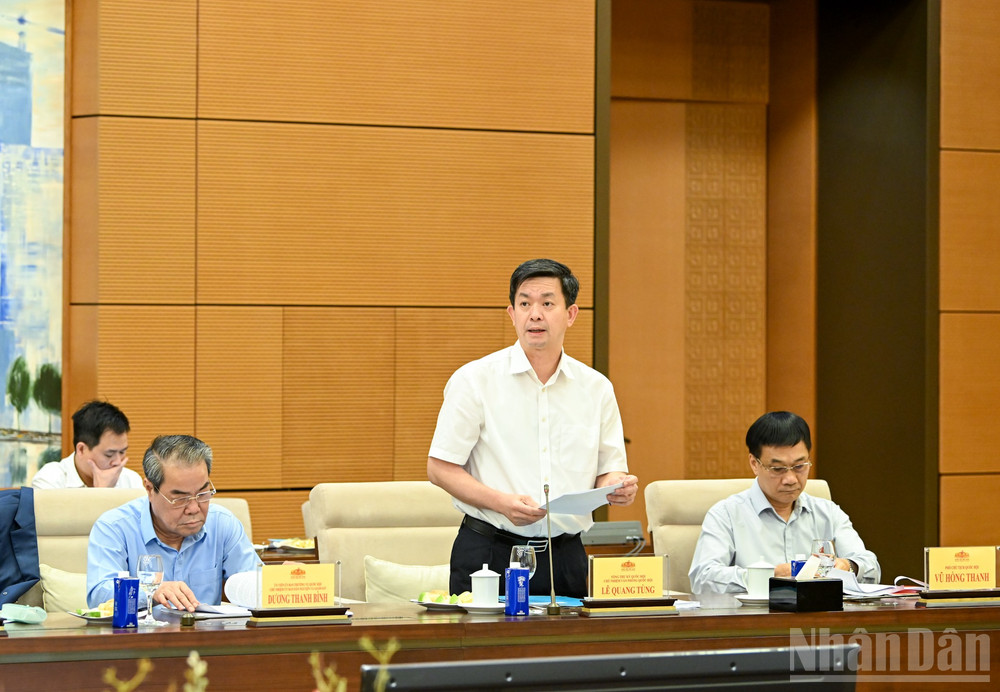 Tổng Thư ký Quốc hội, Chủ nhiệm Văn phòng Quốc hội Lê Quang Tùng trình bày báo cáo tại cuộc họp. ndo_br_3-1666.jpg