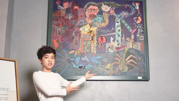 Họa sĩ nhí Đức Long tham gia Triển lãm "Họa sắc yêu thương".