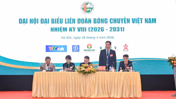 Các đại biểu trình bày tại Đại hội Đại biểu Liên đoàn Bóng chuyền Việt Nam nhiệm kỳ VIII (2026-2031). 
