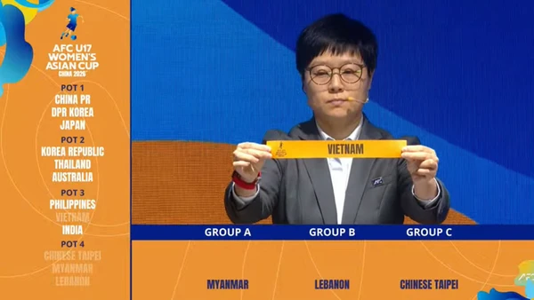 Lá phiếu bốc thăm của đội tuyển U17 nữ Việt Nam. (Ảnh: AFC)