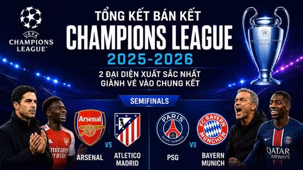 [Infographic] Arsenal và PSG hướng tới trận chung kết Champions League 2025-2026