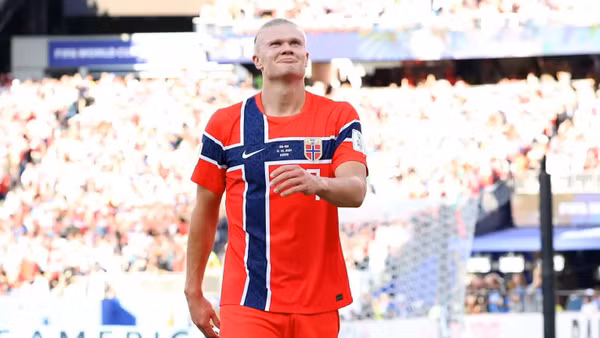 Erling Haaland sau khi ghi bàn vào lưới Iraq. (Ảnh: FIFA)