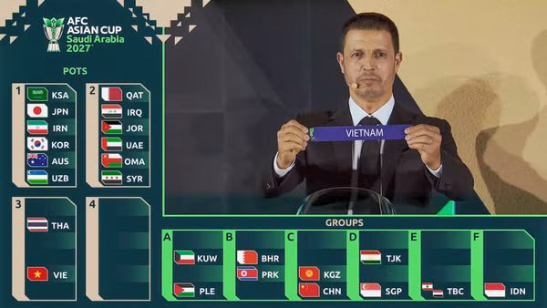 Lá phiếu bốc thăm của đội tuyển bóng đá nam Việt Nam tại Vòng chung kết Asian Cup 2027. (Ảnh: AFC)