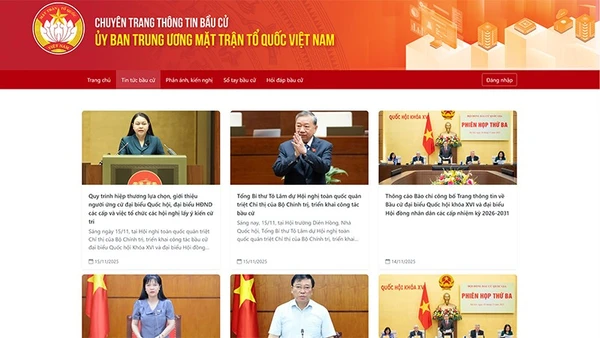 Giao diện chính của Chuyên trang Thông tin bầu cử.