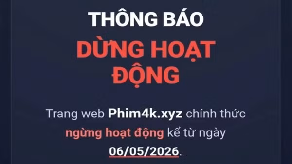 Một trang phim lậu thông báo ngừng hoạt động sau khi có Công điện 38/CĐ-TTg của Thủ tướng Chính phủ.