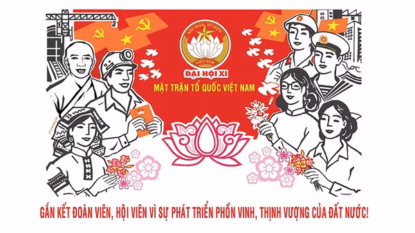 Tranh cổ động Đại hội đại biểu toàn quốc Mặt trận Tổ quốc Việt Nam lần thứ XI, nhiệm kỳ 2026-2031 của họa sĩ Hà Huy Chương.