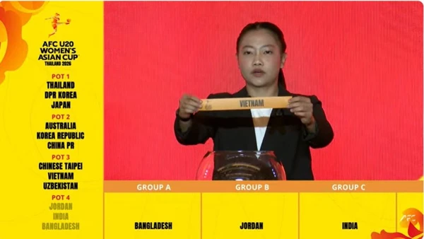 Lá phiếu bốc thăm của đội tuyển U20 nữ Việt Nam. (Ảnh: AFC)