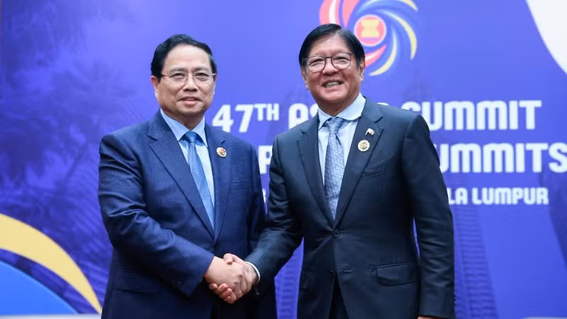 Thủ tướng Chính phủ Phạm Minh Chính và Tổng thống Philippines Ferdinand Romualdez Marcos Jr. (Ảnh: VGP/Nhật Bắc)
