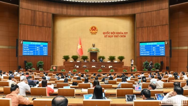 Kết quả biểu quyết thông qua Nghị quyết của Quốc hội về việc sửa đổi, bổ sung một số điều của Hiến pháp năm 2013. (Ảnh: THỦY NGUYÊN) 