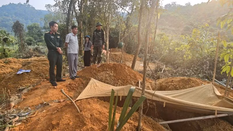 Khu vực phát hiện, cất bốc hài cốt liệt sĩ ở thôn Xi Pa, xã Đakrông, tỉnh Quảng Trị.