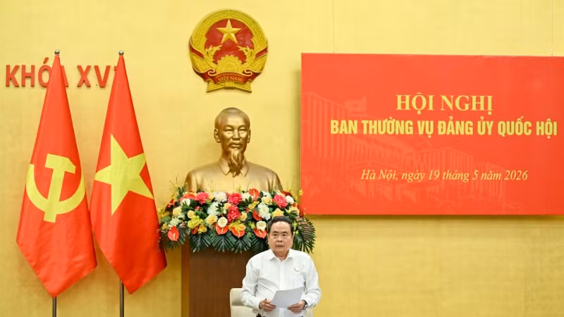 Bí thư Đảng ủy Quốc hội, Chủ tịch Quốc hội Trần Thanh Mẫn phát biểu khai mạc hội nghị Ban Thường vụ Đảng ủy Quốc hội. (Ảnh: Duy Linh)