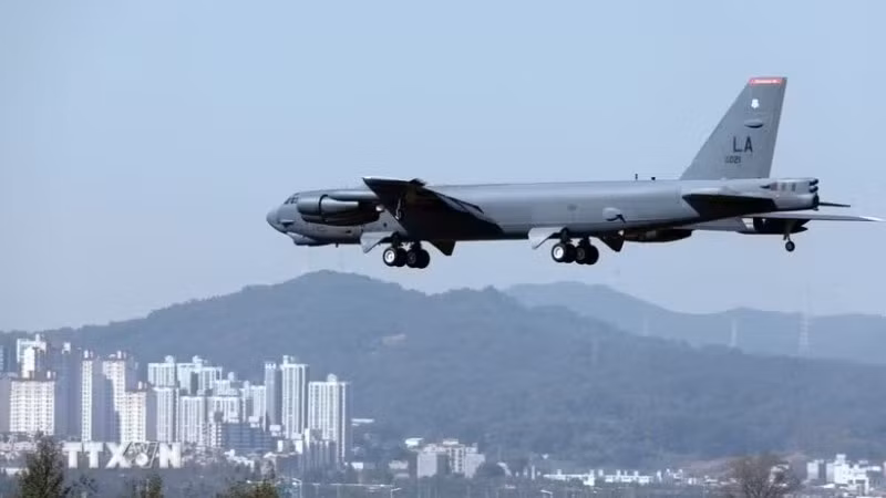 Máy bay ném bom chiến lược B-52 của Mỹ. (Ảnh: Yonhap/TTXVN) 