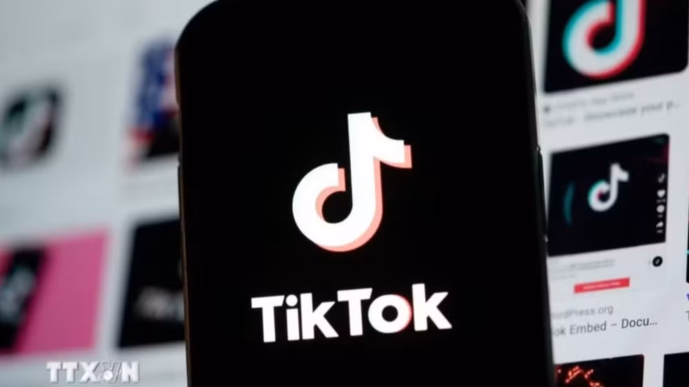 Biểu tượng TikTok trên màn hình điện thoại. (Ảnh: THX/TTXVN) 