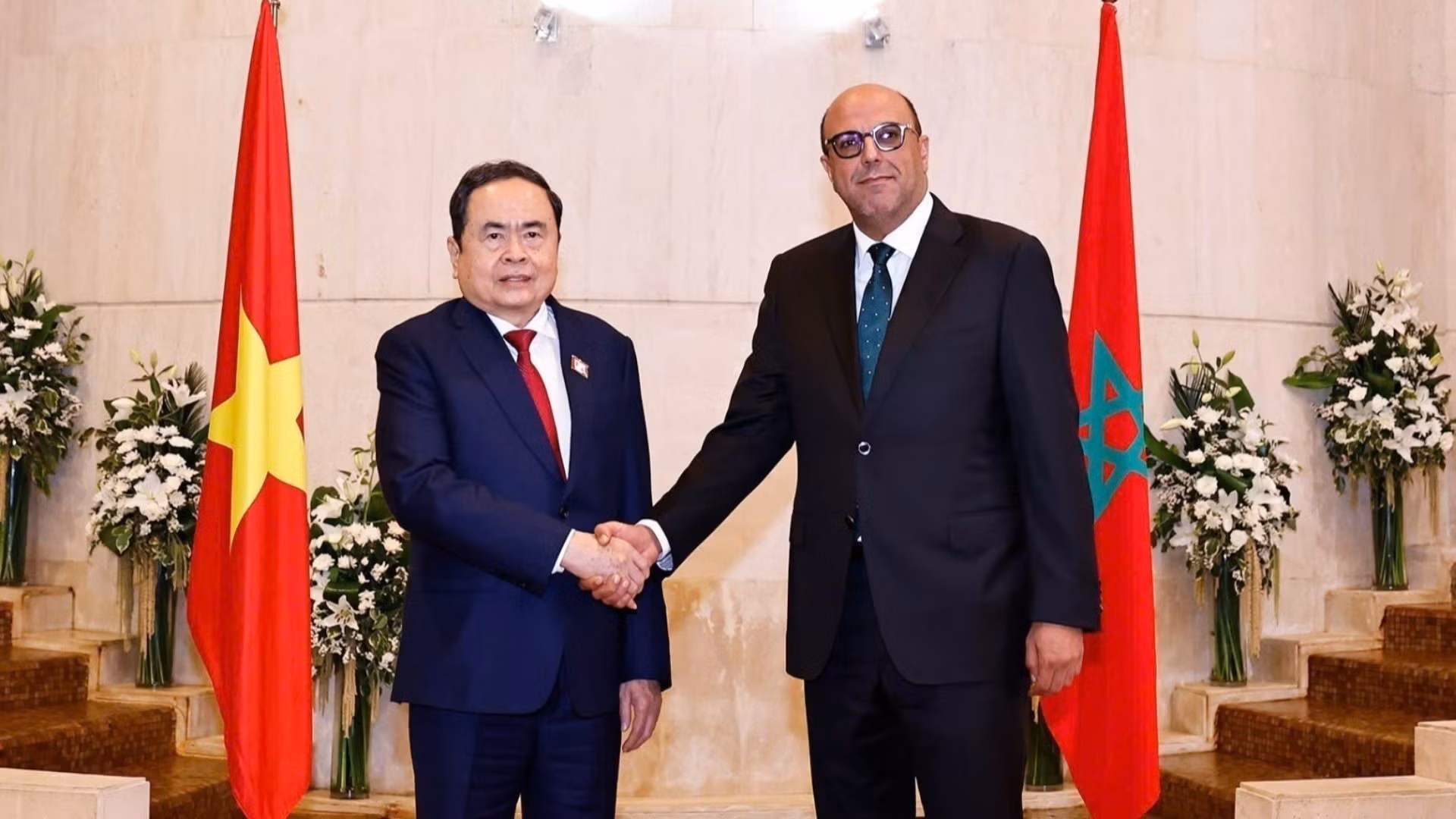 Chủ tịch Quốc hội Trần Thanh Mẫn hội đàm với Chủ tịch Thượng viện Morocco Mohamed Ould Errachid. (Ảnh: Doãn Tấn - TTXVN) 