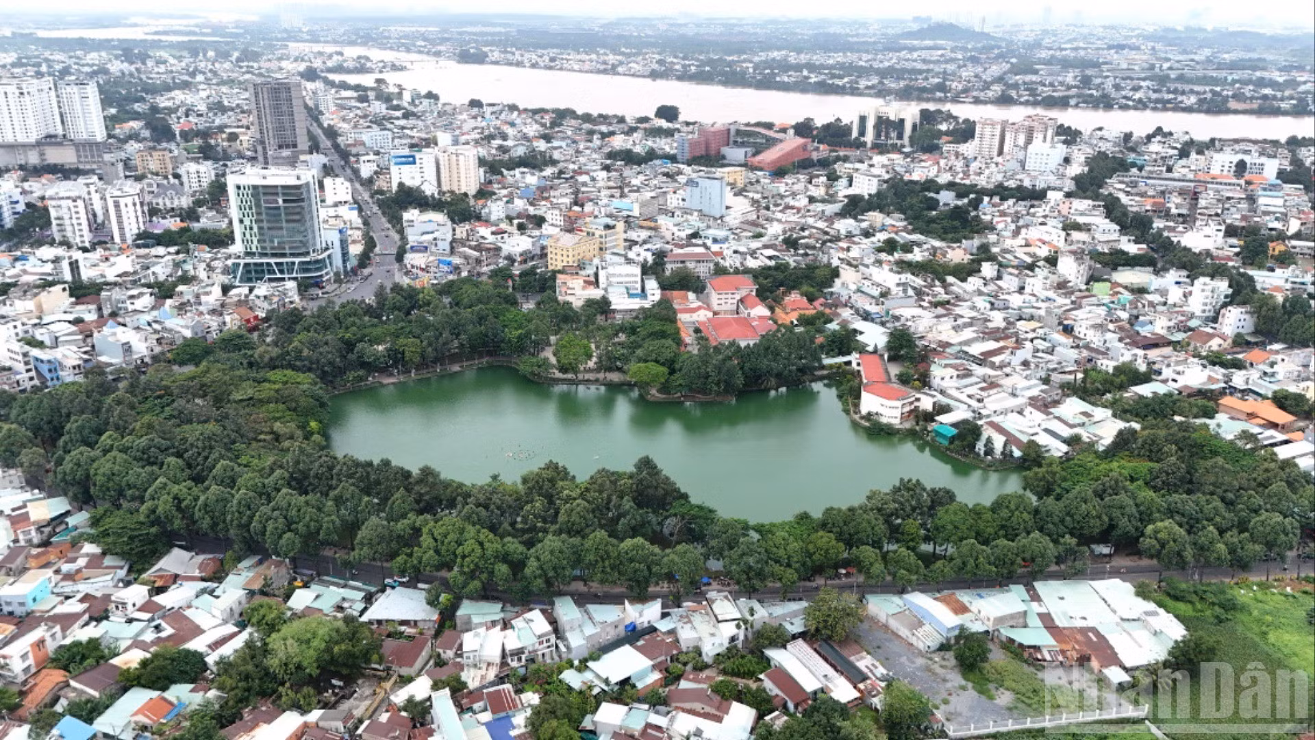 Toàn cảnh công viên Biên Hùng hiện hữu, chuẩn bị mở rộng lên gần 9ha.