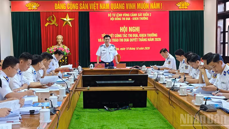 Quang cảnh Hội nghị tổng kết công tác thi đua, khen thưởng và phong trào Thi đua Quyết thắng năm 2026. (Ảnh: Vùng Cảnh sát biển 2)