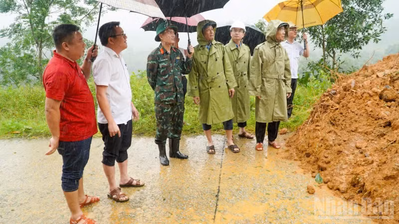Đoàn công tác của thành phố Đà Nẵng do Chủ tịch Ủy ban nhân dân thành phố Phạm Đức Ấn làm trưởng đoàn đã đi kiểm tra thực tế sạt lở tại xã Sơn Cẩm Hà.
