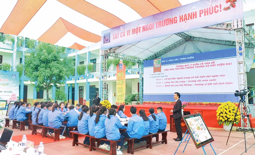 Giờ học chuyên đề của học sinh Trường trung học cơ sở Trần Phú (Hải Phòng). (Ảnh: THANH TÙNG)