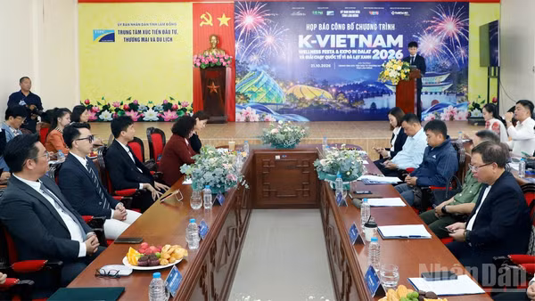 Quang cảnh họp báo công bố chương trình “K-Vietnam Wellness Festa & Expo in DaLat 2026”. (Ảnh: BẢO VĂN)