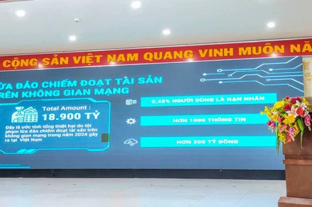 Tuyên truyền, phổ biến tình hình an ninh mạng. (Ảnh Công an Đà Nẵng cung cấp).