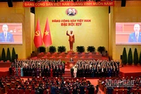 Ban Chấp hành Trung ương khóa XIV ra mắt Đại hội. (Ảnh: nhandan.vn)