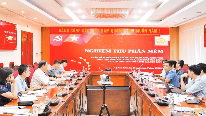 Cơ quan Ủy ban Kiểm tra Trung ương tổ chức nghiệm thu phần mềm tiếp nhận thông tin phản ánh, kiến nghị phục vụ công tác kiểm tra, giám sát của Đảng. (Ảnh: MINH NGỌC)