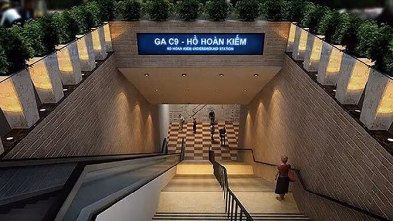 Phối cảnh nhà ga ngầm C9 tại khu vực hồ Hoàn Kiếm.