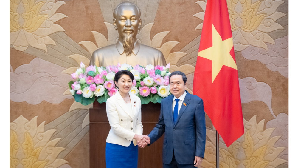 Chủ tịch Quốc hội Trần Thanh Mẫn tiếp bà Obuchi Yuko, Hạ nghị sĩ, Chủ tịch Liên minh Nghị sĩ hữu nghị Nhật Bản-Việt Nam. (Ảnh: Duy Linh)