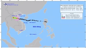 Bản đồ dự báo quỹ đạo và cường độ bão số 5 phát lúc 5 giờ ngày 26/8/2025. (Ảnh: Trung tâm Dự báo khí tượng thủy văn quốc gia)