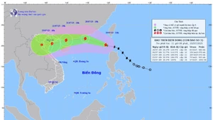 Bản đồ dự báo quỹ đạo và cường độ Bão số 3 phát lúc 11 giờ ngày 19/7/2025. (Ảnh: Trung tâm Dự báo khí tượng thủy văn quốc gia)