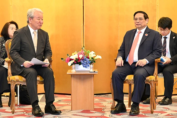 Thủ tướng Phạm Minh Chính tiếp Chủ tịch Cơ quan Hợp tác quốc tế Nhật Bản Tanaka Akihiko.