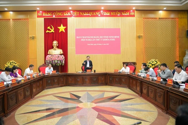 Toàn cảnh hội nghị Ban chấp hành Đảng bộ tỉnh lần thứ 17 (khóa 22). (Ảnh: Trường Giang)