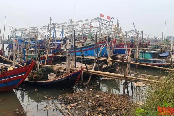 Tàu thuyền vào nơi tránh trú an toàn với bão số 2 ở ven biển ở huyện Nghĩa Hưng, Nam Định (Ảnh minh họa: Trần Khánh).