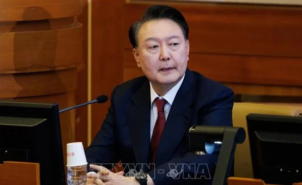 Tổng thống Hàn Quốc Yoon Suk Yeol tại Tòa án Hiến pháp ở Seoul ngày 23/1/2025. (Ảnh: THX/TTXVN)