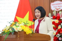 Đại sứ Chile tại Việt Nam Nasly Bernal Prado phát biểu tại buổi gặp. 