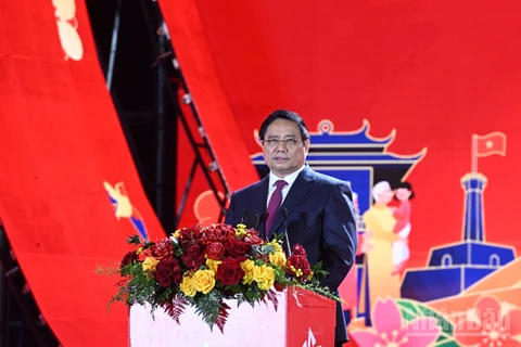 Thủ tướng Chính phủ Phạm Minh Chính phát biểu ý kiến tại Lễ bế mạc Hội chợ Mùa Xuân lần thứ nhất năm 2026. (Ảnh: Trần Hải)