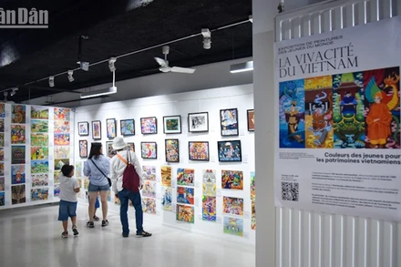 Mỗi bức tranh là một góc nhìn của người trẻ kể câu chuyện quê hương Việt Nam. (Ảnh: KHẢI HOÀN)