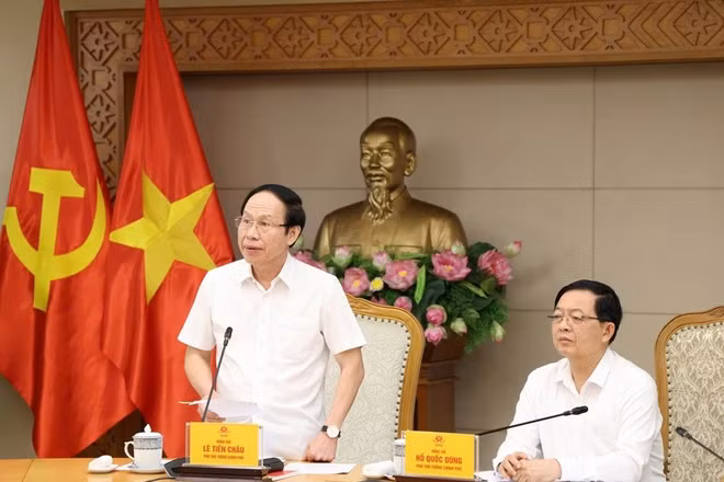 Phó Thủ tướng Lê Tiến Châu phát biểu tại cuộc họp. (Ảnh VGP)