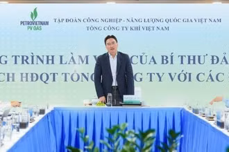 Đồng chí Nguyễn Thanh Bình, Bí thư Đảng ủy, Chủ tịch Hội đồng quản trị PV GAS chủ trì buổi làm việc.