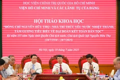 Hội thảo khoa học: “Đồng chí Nguyễn Hữu Thọ - nhà trí thức yêu nước nhiệt thành, tấm gương tiêu biểu về đại đoàn kết dân tộc”. (Ảnh: THẾ ĐẠI)