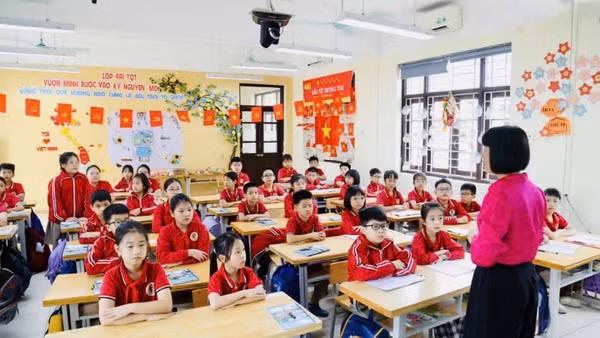 Giờ học ở Trường tiểu học Trần Quốc Toản, phường Hạ Long, Quảng Ninh.