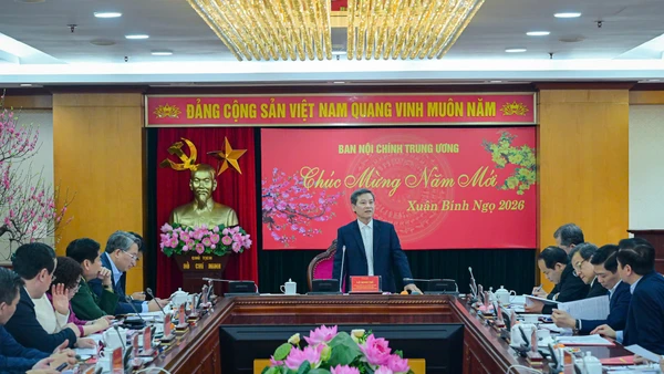 Đồng chí Lê Minh Trí chủ trì cuộc họp. (Ảnh: BẢO LONG)