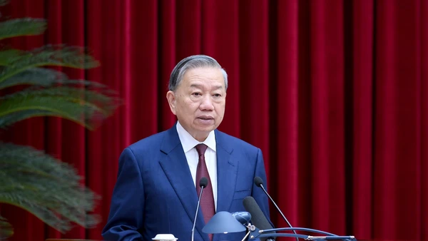 Tổng Bí thư Tô Lâm phát biểu bế mạc Hội nghị. (Ảnh: ĐĂNG KHOA)