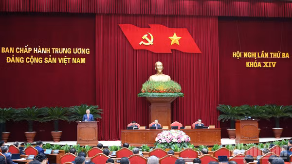 Hội nghị lần thứ ba Ban Chấp hành Trung ương Đảng Cộng sản Việt Nam khóa XIV. (Ảnh: ĐĂNG KHOA)