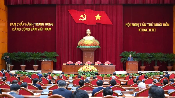 Phiên bế mạc Hội nghị lần thứ 14 Ban Chấp hành Trung ương Đảng khóa XIII. (Ảnh: ĐĂNG KHOA)