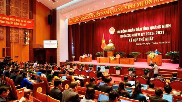 Quang cảnh kỳ họp Hội đồng nhân dân tỉnh Quảng Ninh khóa XV, nhiệm kỳ 2026-2031.