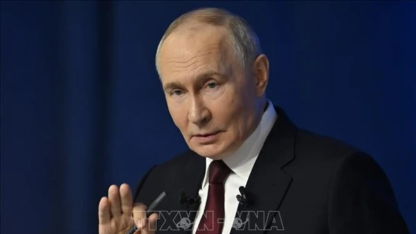 Tổng thống Nga Vladimir Putin phát biểu tại Moskva. Ảnh: AA/TTXVN