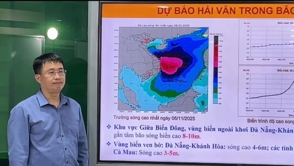 Ông Nguyễn Xuân Hiển, Phó Giám đốc Trung tâm Dự báo khí tượng thủy văn quốc gia, cảnh báo người dân ven biển cần đặc biệt lưu ý trước nguy cơ sóng lớn và nước dâng cao do bão số 13.