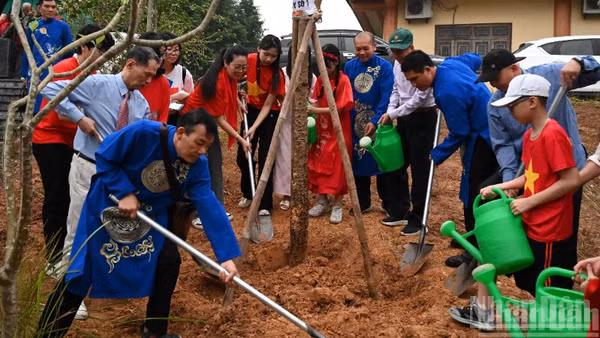 Sáng 19/4, Hội Kiến tạo Môi trường xanh Việt Nam phối hợp Ban Quản lý Khu di tích tổ chức lễ triển khai trồng 18 cây thuộc Dự án “Hoa Gạo thắp sáng Đền Hùng”.