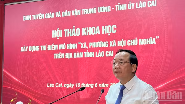 Đồng chí Trịnh Văn Quyết, Ủy viên Bộ Chính trị, Bí thư Trung ương Đảng, Trưởng ban Tuyên giáo và Dân vận Trung ương phát biểu tại hội thảo. (Ảnh: THANH SƠN)